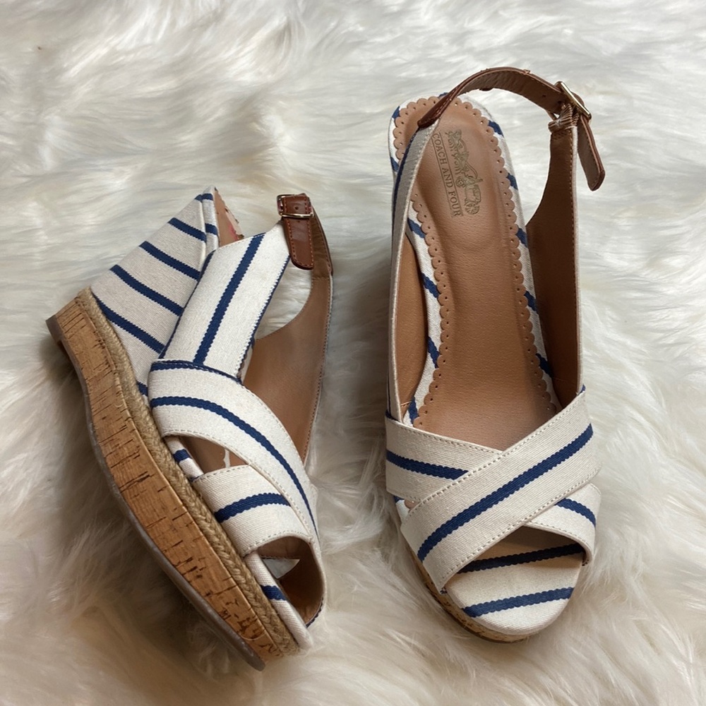 Coach And Four Wedge Heels Sandals Platform Shoes Sz 9.5